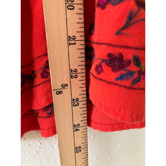 Umgee Red Sleeveless Embroidered Boho Tank Top With Floral Detailing Womens - Picture 8 of 12